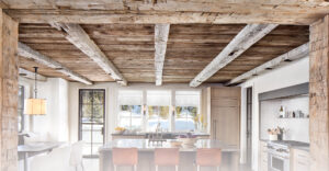 East Fork living room spacious sunny bright natural wood beams