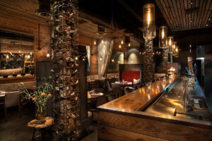 Enoteca dining room romantic aesthetic light fixtures spacious