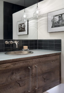 Big Wood River Front bathroom sink wood paneling
