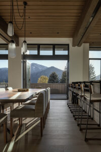 yellowstone club dining table patio mountain views