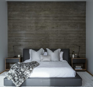 Sage Residence bedroom wood paneling