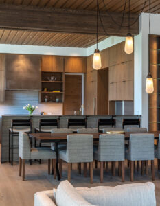 yellowstone club dining room light fixture wood beams