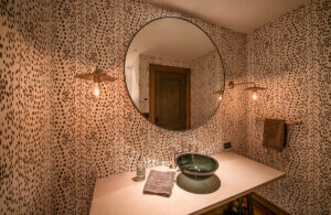 white clouds bathroom sink wall paper