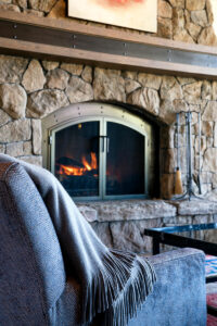 white clouds fire place