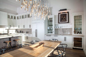 Elkhorn springs dining room kitchen light fixture granite countertops wooden floor spacious
