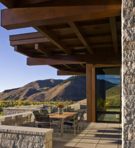 Timber Gulch patio wood beams mountain views