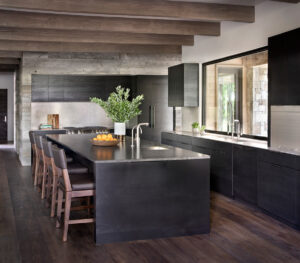 Lake Minnetonka kitchen wood beams wood paneling