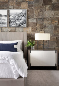 Lake Minnetonka bedroom stone wall